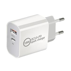 China QC3.0 Dual Port Type C Charger 18W 20W Fast USB Charger Adapter wholesale