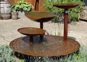 China Cascading Outdoor Waterfall Corten Steel Water Feature Fountain For Garden wholesale