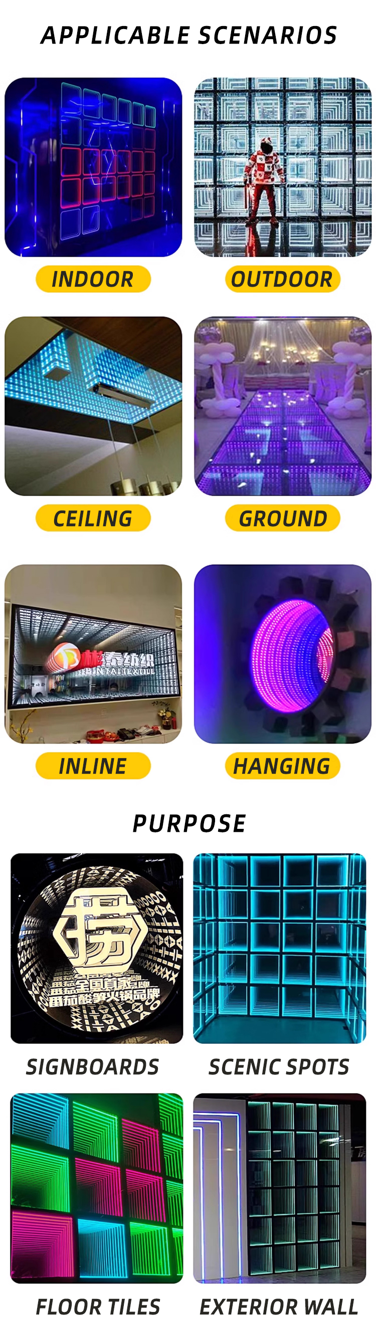 LED Strips Light Source Multi-Layer Mirror Holographic Fan with 12V Input Voltage