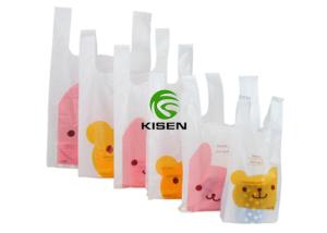 China White Vest Style PE Plastic Bag For Supermarket T - Shirt Packaging Portable wholesale