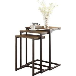 China Industrial Wood Metal Nesting Bedside Tables C Shaped wholesale