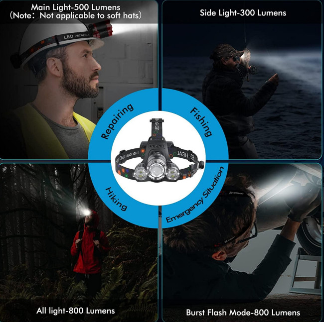 6 To 8 Hours Miner Head Lamp Rechargeable Miners 12000 Lumen Led Headlamp