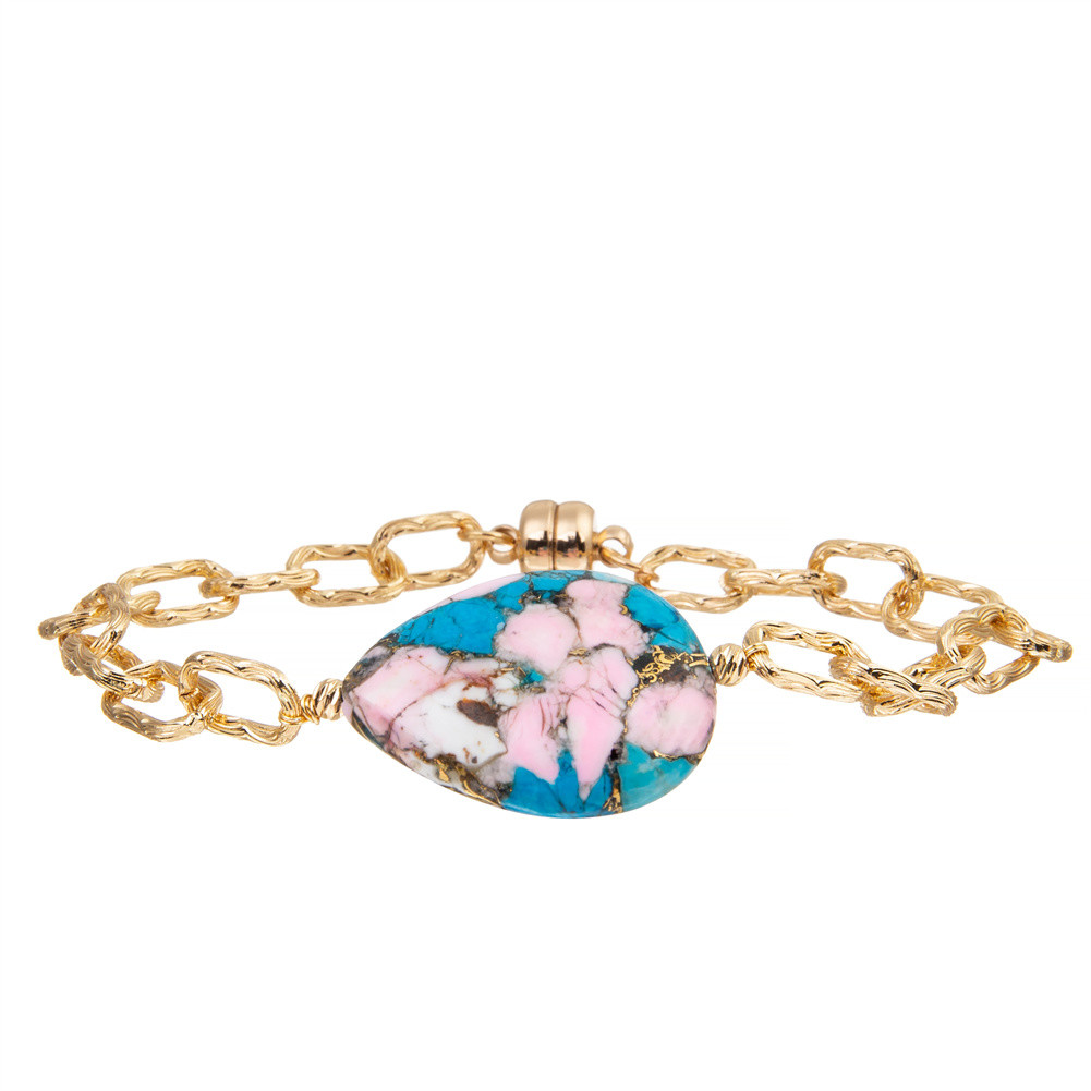 Jewelry Gold Plated Handmade Magnetic Clasp Chain Link Bangle Bracelet For Women
