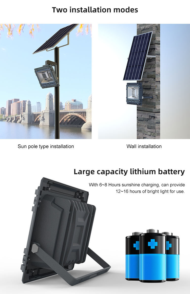 Flashing Remote Control SMD5050 LED Solar Floodlight Environmental Protection