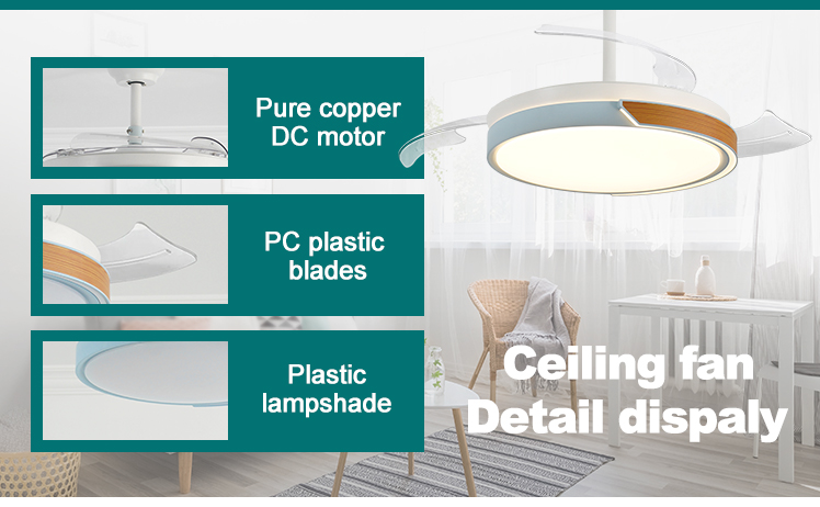 DC Motor LED Ceiling Fan with Color Blend Lampshade and Remote Control by 1stshine