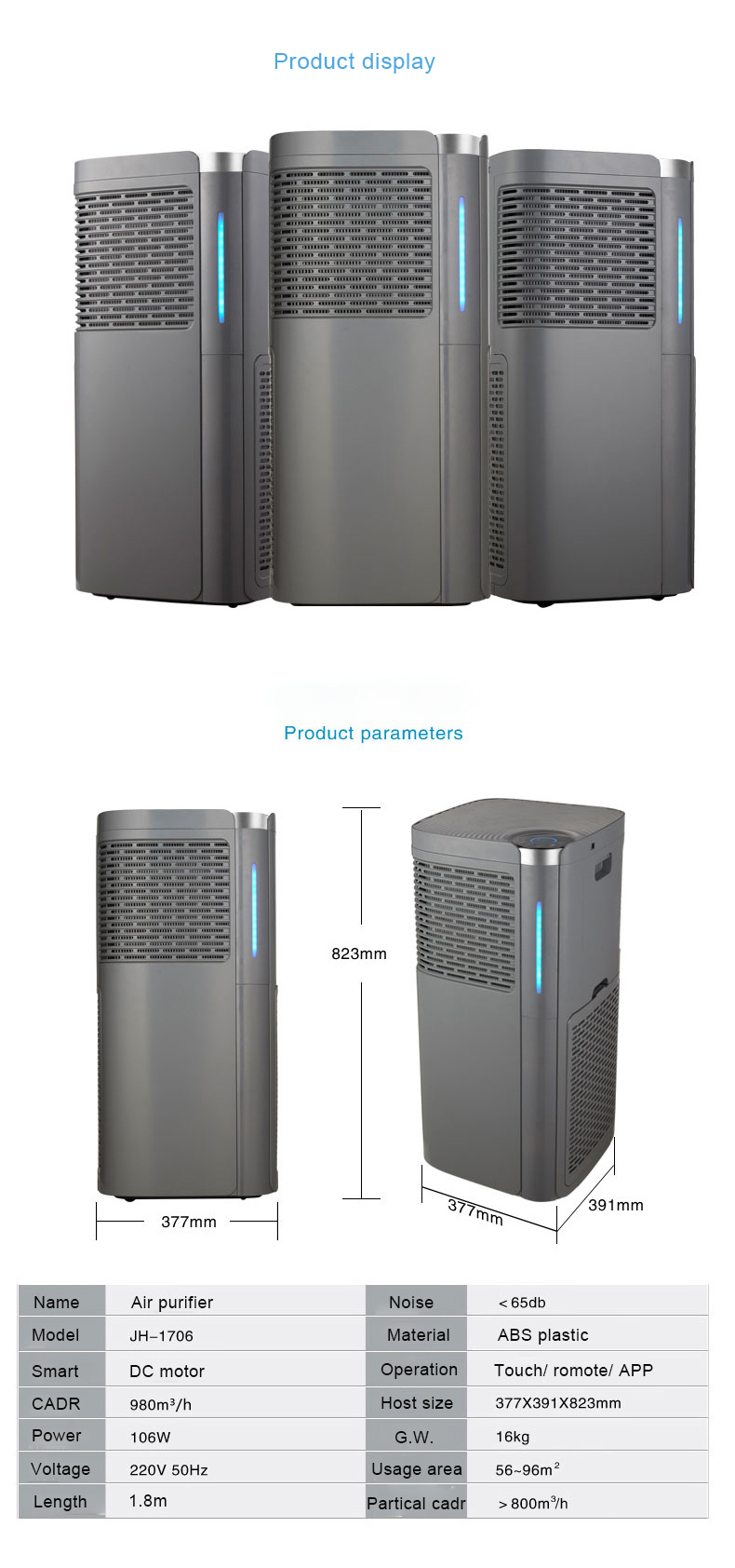 Homefish OEM Luftreiniger UVC Household Auto Large Room Negative Ion Air Purifiers Smoke HEPA Filter Anion HEPA Air Purifier