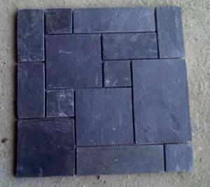 China Black Slate Flagstone Patio Charcoal Slate Flagstone Mosaic Mat Natural Slate Paving Stone wholesale