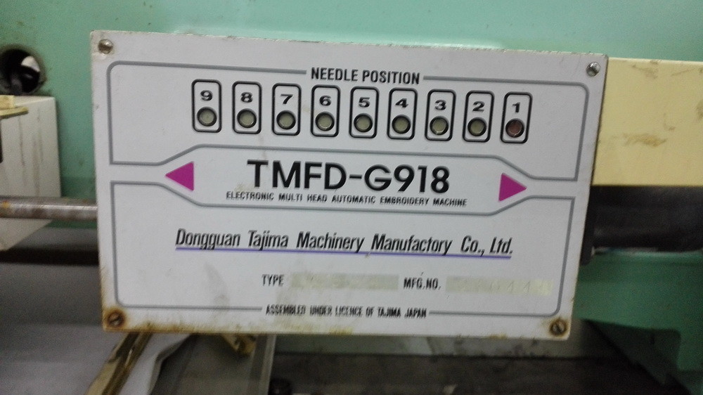 Used Tajima Embroidery Machine TMFD-G918