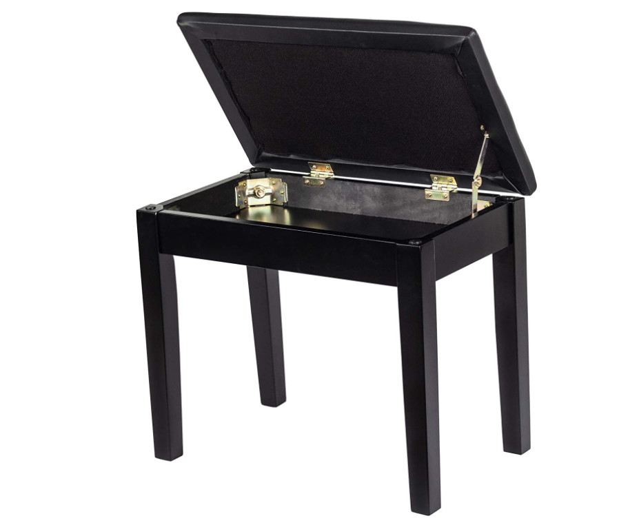Duet Keyboard Odm Double Piano Bench With Storage Wide Seat Faux Leather Black