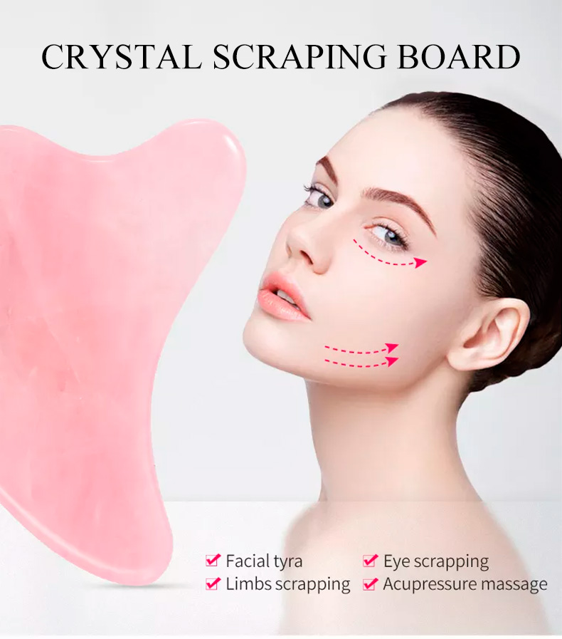 Heart Shaped Scraping Massage Tool Rose Quartz Pink Jade Stone