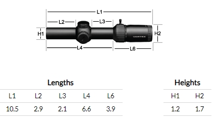 18.5oz 1-6x24 SFP Optic Sight AR-BDC3 Reticle 30 mm Tube with Fixed Parallax Setting