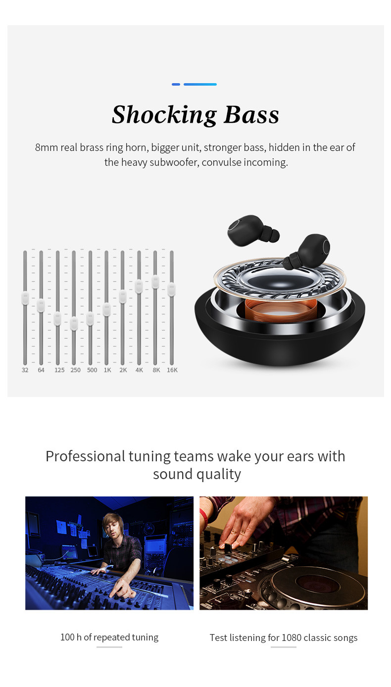 Sweatproof Bluetooth 5.0 Earphone 3D Stereo Sound tws Wireless earbuds earphone with 400mAh Charging Box