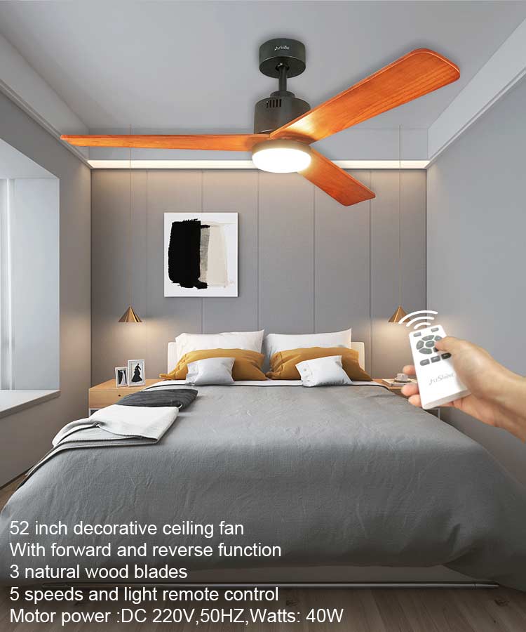 Modern LED Decorative Ceiling Fan 1stshine DC Motor with 10- and 3 Solid Wood Blades
