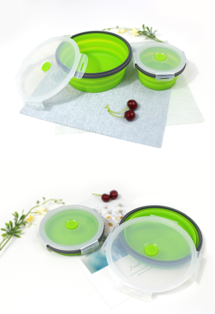 Odorless 350ml 500ml Silicone Foldable Lunch Box Set Of 4