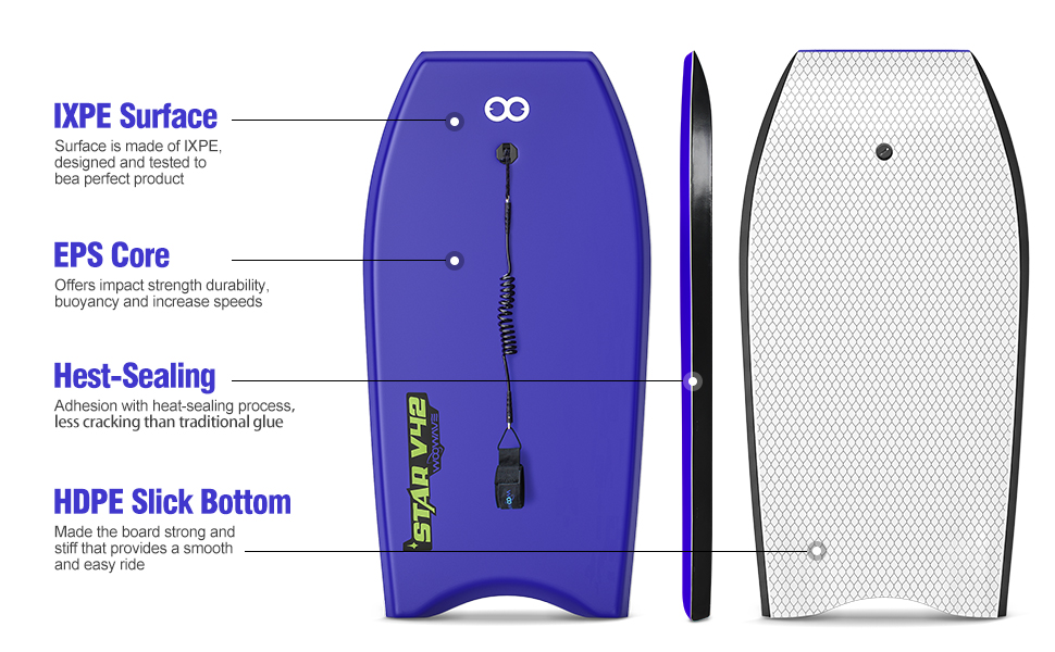 Custom EPS XPE HDPE Bodyboards for Kids 1.97 Inch Thickness Durable Design