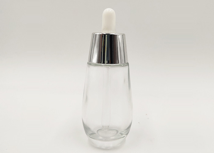 1oz 30ml Clear Dropper Bottles , Glass Lotion Bottles Golden / Silver Cap