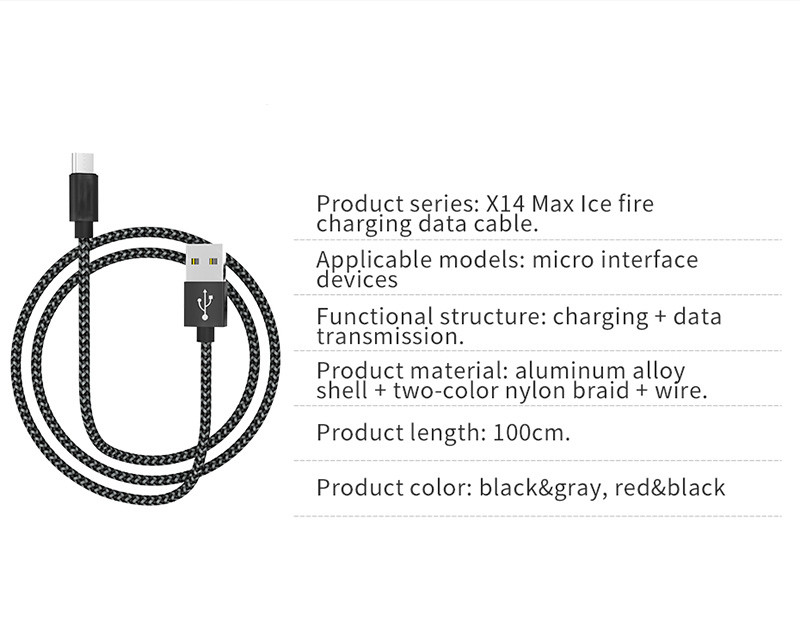 Nylon Braided 2A Fast Charging Cable Data Transfer Micro USB Type C