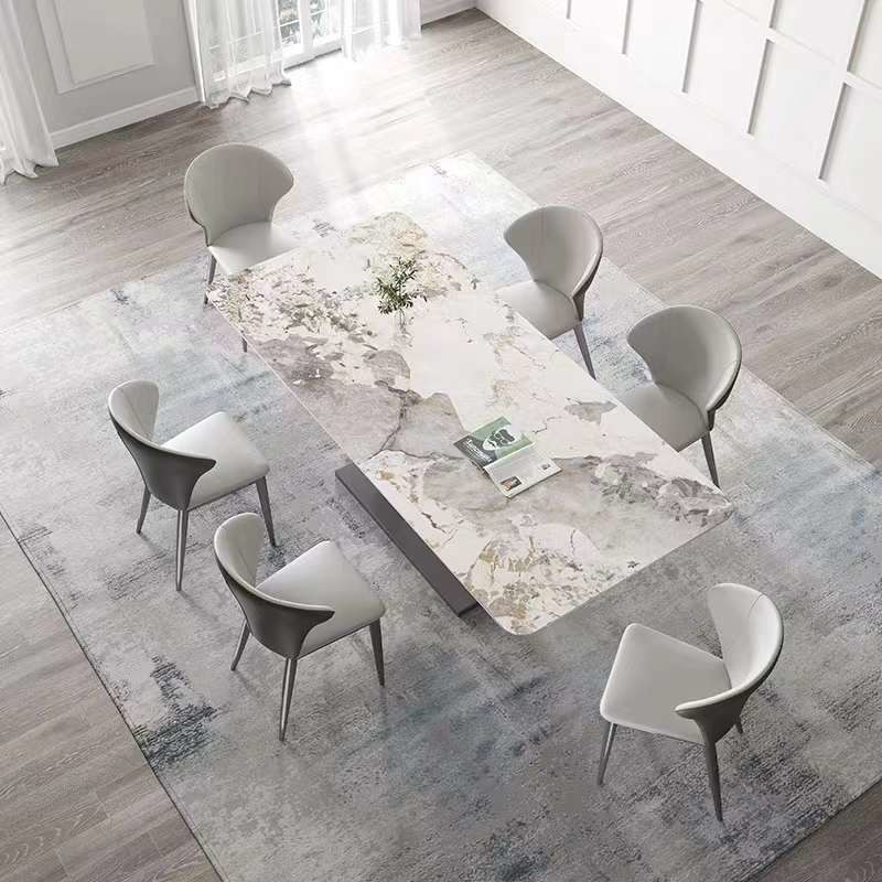 Modern Rectangular Dining Table Chair Sets Nordic Marble Top Dining Set