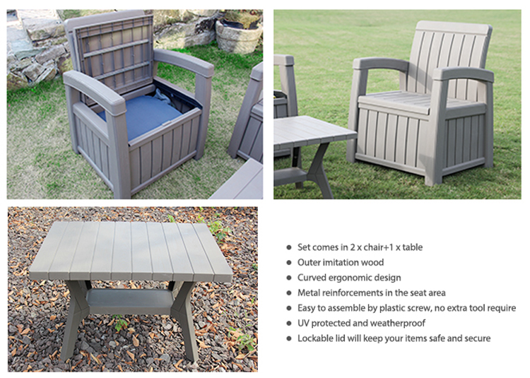 Banquet Outdoor Garden Hotel Patio Waterproof Plastic Loveseat Sofa Chair Set with Table