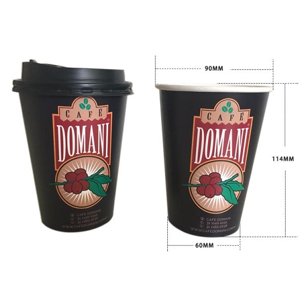 Disposable single wall Paper Cups with Dome Lids for ice Beverages