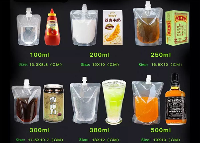 Food Grade Stand Up Plastic Drink Liquid Spout Pouch For Wine Milk Juice Beverage
