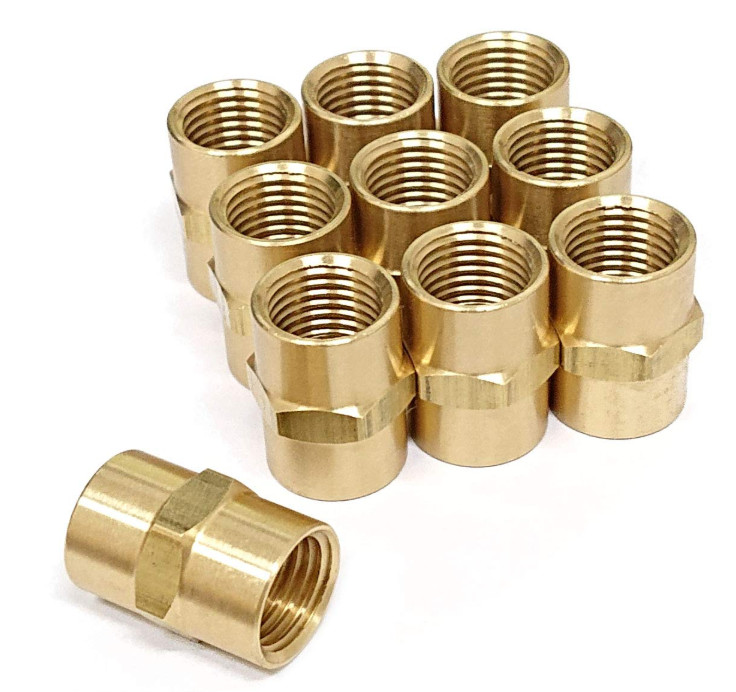 Nipple Coupling 1/4 Inch NPT X 1/4 Inch NPT Brass Tube Fitting