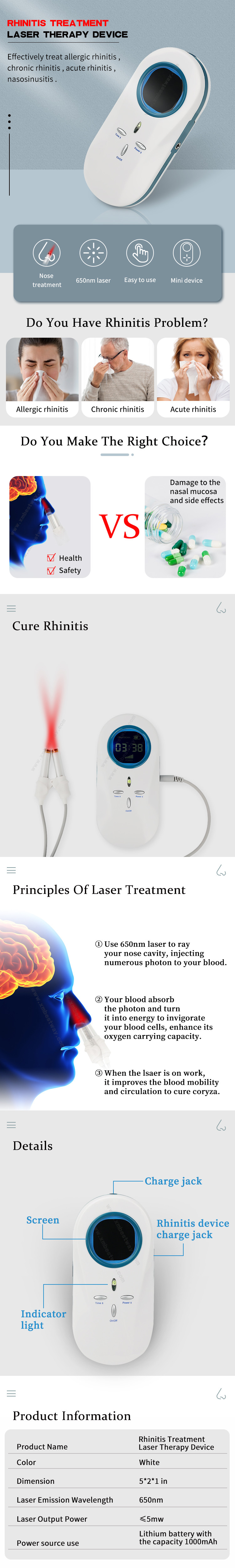 Physiotherapy Home Medical Equipment Sleeping Laser Therapy Machine Rhinitis Cure