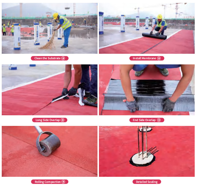 Bondsure® S-CLF II Pre Applied Waterproofing Membrane Super Tensile Strength CHINA RED
