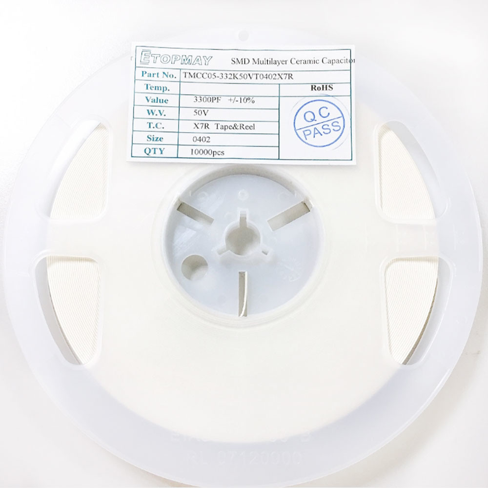 SMD Multilayer Ceramic Capacitors MLCC SMT 3300pF 50V 0402 X7R