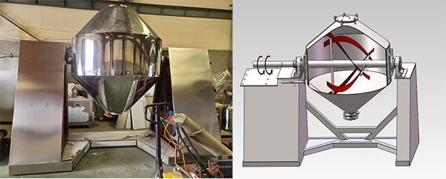 Double Cone Shape Rotating Powder Blending Machine High Speed