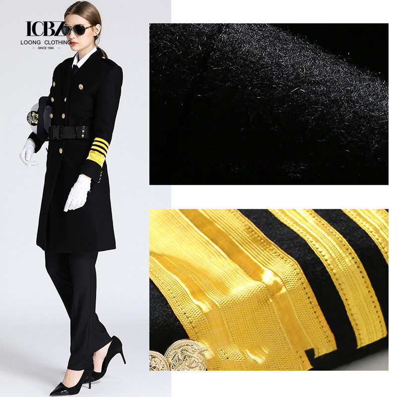 Unisex Woolen Jacket Captain Long Woolen Coat Nizi British Navy Thickened Winter Clothes
