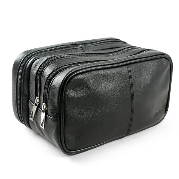 Genuine Leather Toiletry Bag Grooming Shaving Accessory Dopp Kit Portable Travel