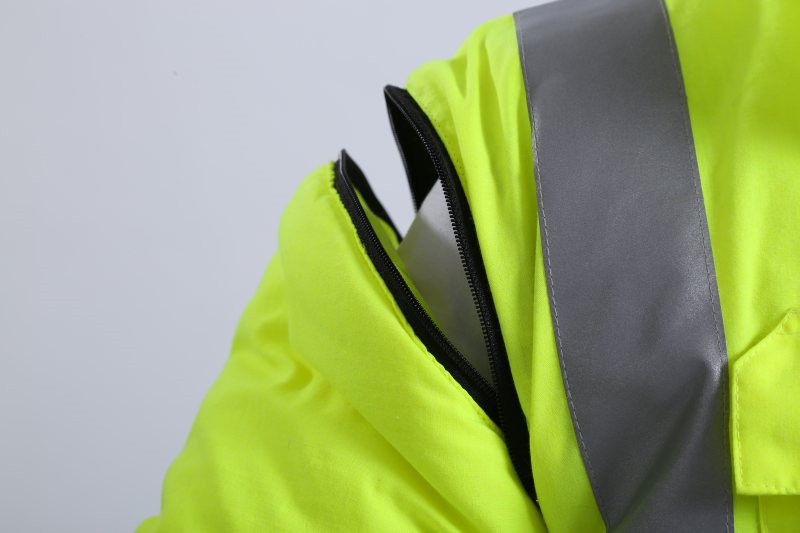 300D Oxford Multi Function Cold Weather Workwear 7 In 1 Hi Vis winter Softshell Jacket