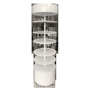 China Width 600mm Height 1810mm Rotating Display Rack , Round Metal Display Stand White wholesale