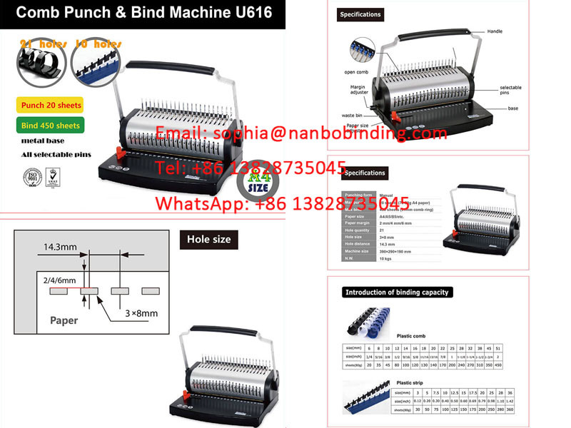 Portable A4 A5 Plastic Comb Binding And Punching Machine