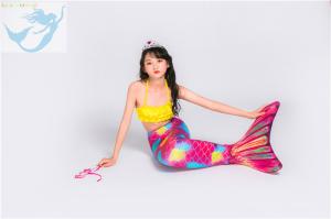 China Pink Yellow Swimmable Mermaid Tails With Monofin , Custom Made Mermaid Tails wholesale