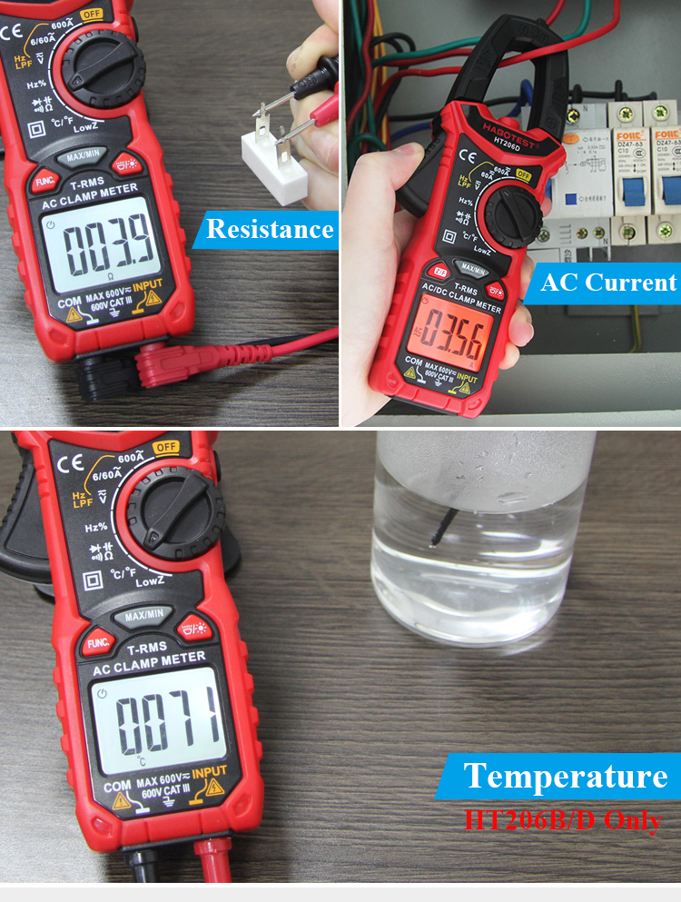 OEM 600A 10nF Digital Clamp Meters Amperometric Clamp Meter