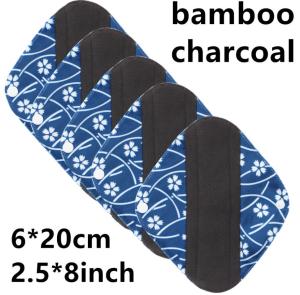 China Reusable Bamboo Period Pads Washable Cloth Sanitary Pantyliner Absorbency Charcoal wholesale