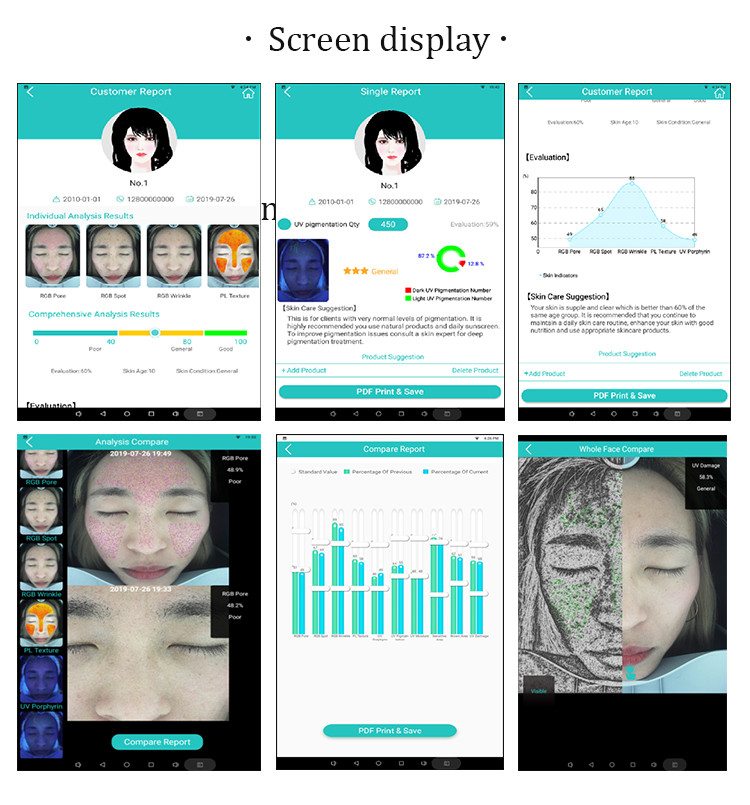 7200K Facial Scanner Skin Analyzer , 110V 220V Smart Mirror Skin Analyzer