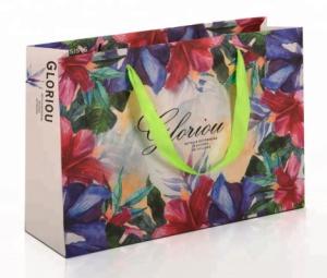 China Customized Recycle Promotion Popular Colorful Flower Gift Paper Bag wholesale