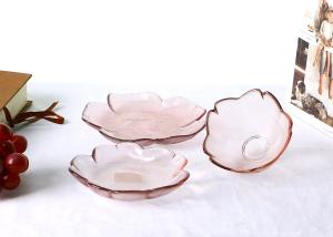 China Kitchen Sakura Shape 13.5cm Frosted Glass Plate, Handmade Solid Pink Sauce Dish wholesale