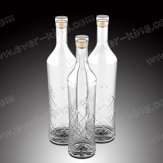 ISO9001 Wooden Cork 1000 ML Rum Glass Bottle