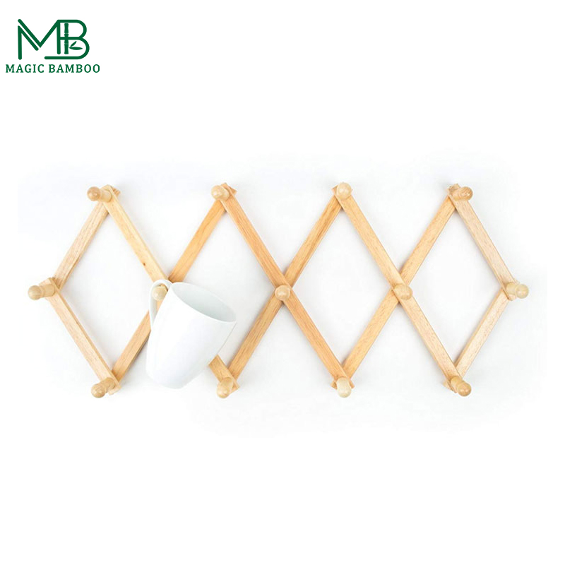 Natural Solid Bamboo Wall Coat Hook for Hanging Towels Robes and Coats 86.68x17x5cm