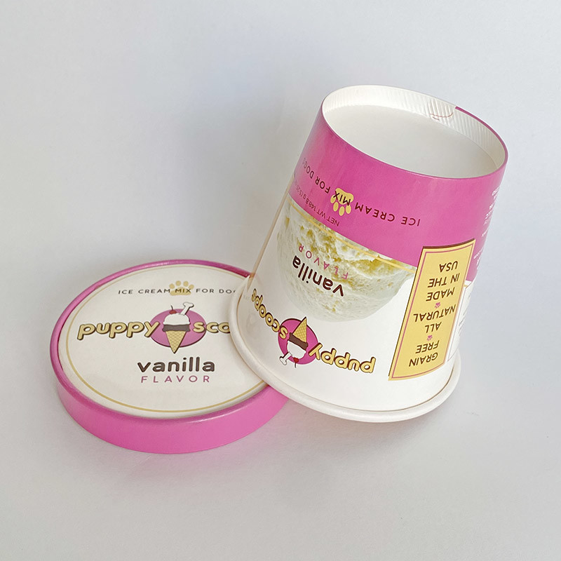 Custom Printed Ice Cream Paper Cup With Lid For Frozen Yogurt 14oz 420ml