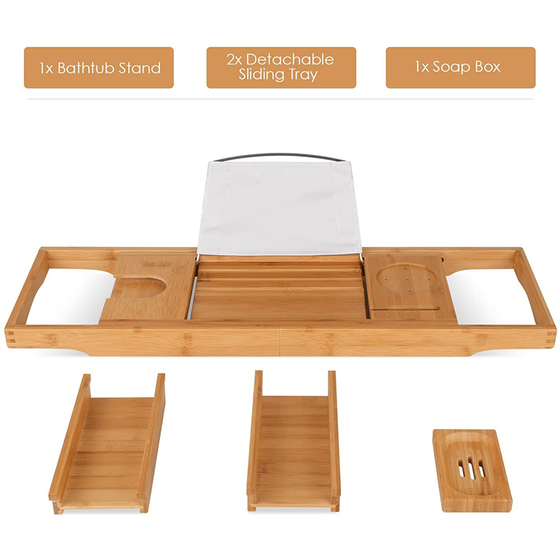 Expandable Bamboo Bathtub Caddy Tray Customized 108.5x22.5x4.5cm