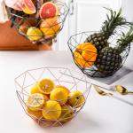 Golden Metal Fruit Container Pink Vegetable Holder for Gift Basket Storage