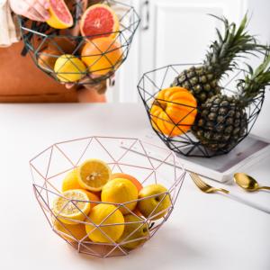 China Golden Metal Fruit Container Pink Vegetable Holder for Gift Basket Storage Organizer wholesale