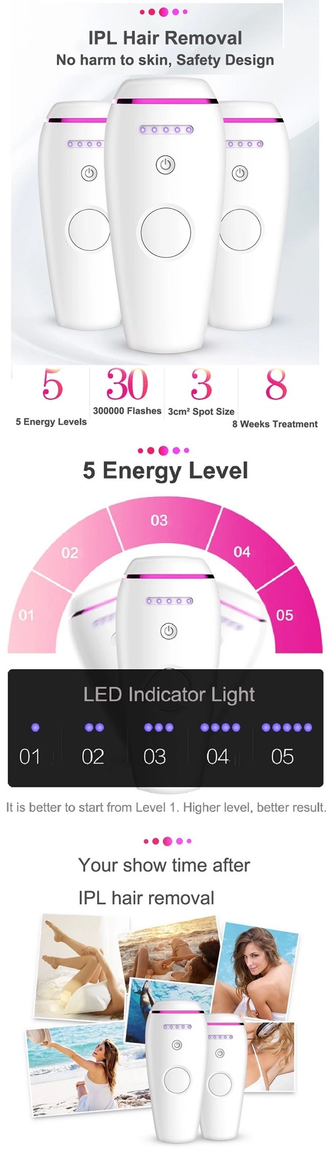 Skin Rejuvenation ROHS CE Home Skin Pearl IPL Handset