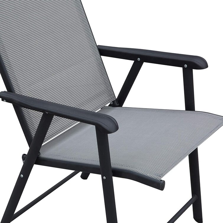 Foldable Armchair Patio Furniture 4 Seater Dining Set with Glass Top and Umbrella Hole