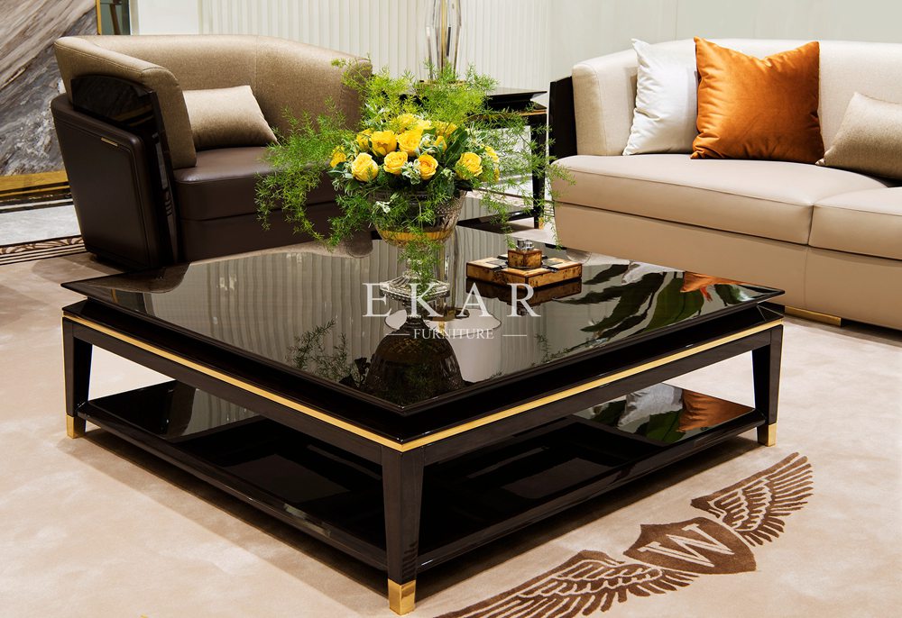 Gray Storage Rectangle Wood Living Room Coffee Table W009H1L